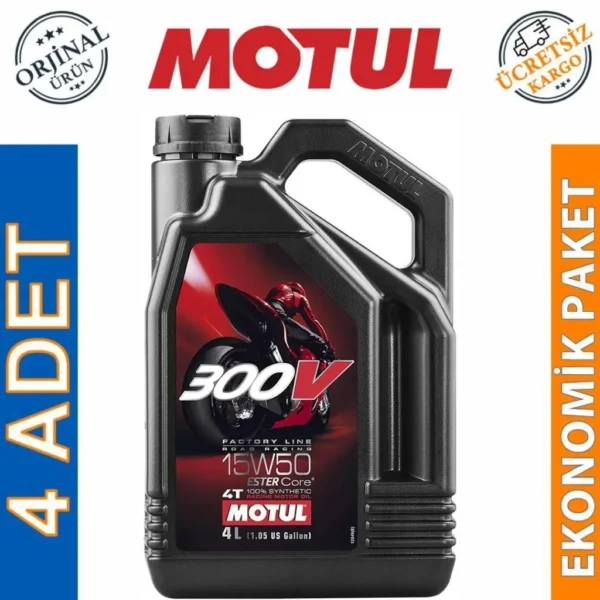 Motul 300V FL 15W50 4T 4 Lt Motosiklet Yağı (4 Adet)