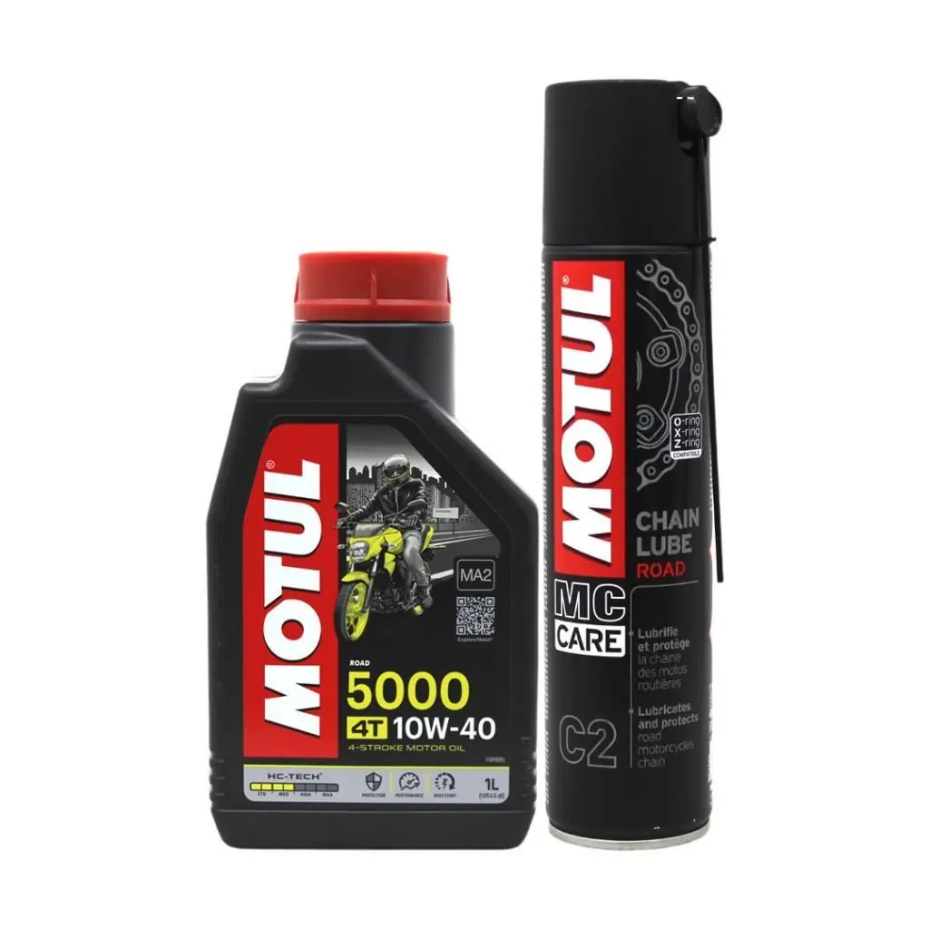 image_1080 Motul 5000 10W40 4T Motosiklet Yağı 1 Lt + C2 Zincir Yağı 400 Ml - Görsel 1