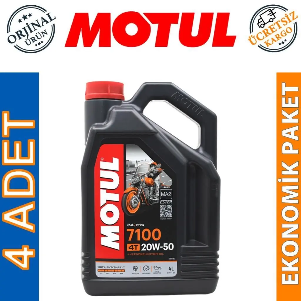 image_1080 Motul 7100 4T 20W50 4 Lt Motosiklet Yağı (4 Adet) - Görsel 1