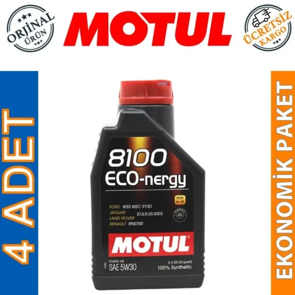 Motul 8100 Eco-Nergy 5W30 1 Lt Tam Sentetik Motor Yağı (4 Adet)