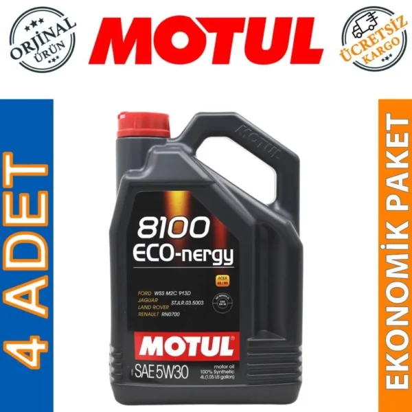 Motul 8100 Eco-Nergy 5W30 4 Lt Tam Sentetik Motor Yağı (4 Adet)