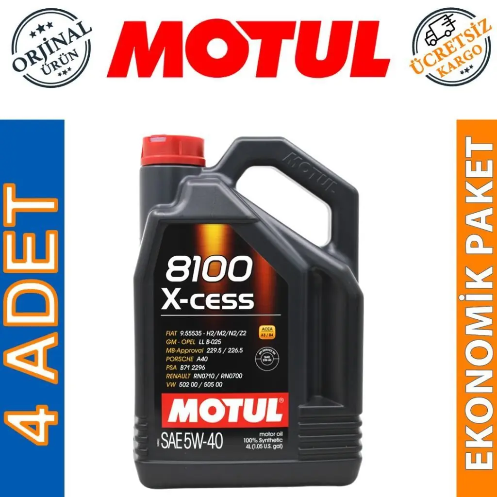 image_1080 Motul 8100 X-Cess 5W40 4 Lt Tam Sentetik Motor Yağı (4 Adet) - Görsel 1