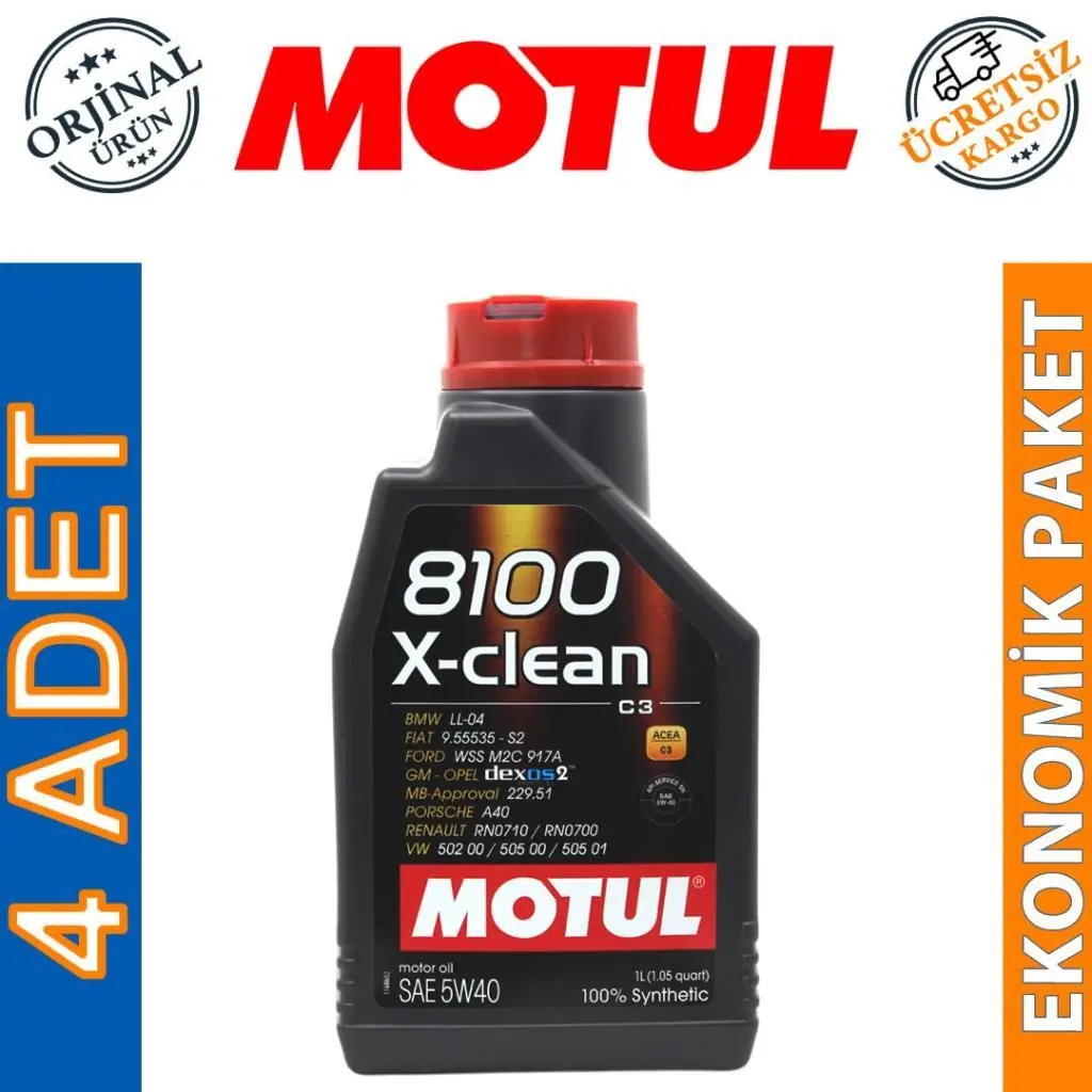 image_1080 Motul 8100 X-Clean 5W40 1 Lt Tam Sentetik Motor Yağı (4 Adet) - Görsel 1
