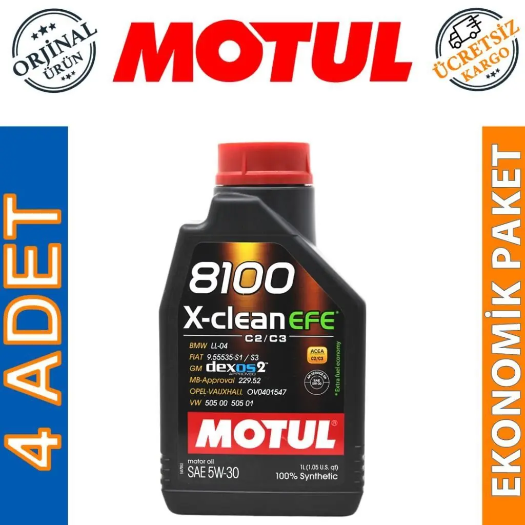 image_1080 Motul 8100 X-Clean EFE 5W30 1 Lt Tam Sentetik Motor Yağı (4 Adet) - Görsel 1