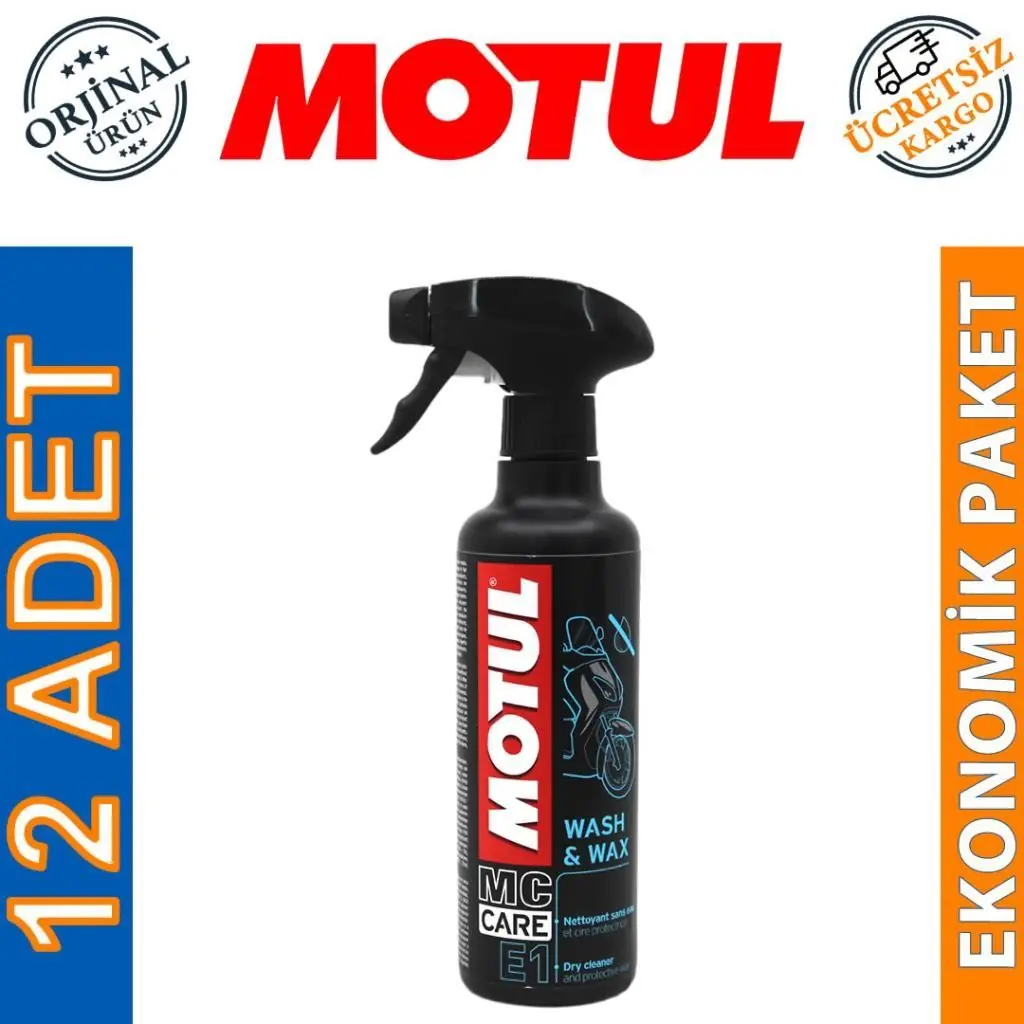 image_1080 Motul E1 Wash & Wax Sprey 400 Ml Kuru Temizleme Cilası (12 Adet) - Görsel 1