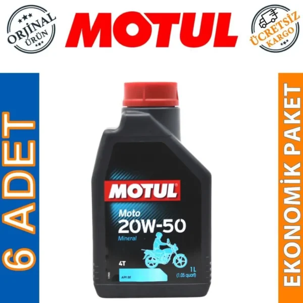Motul Moto 4T 20W50 1 Lt Mineral Motosiklet Yağı (6 Adet)