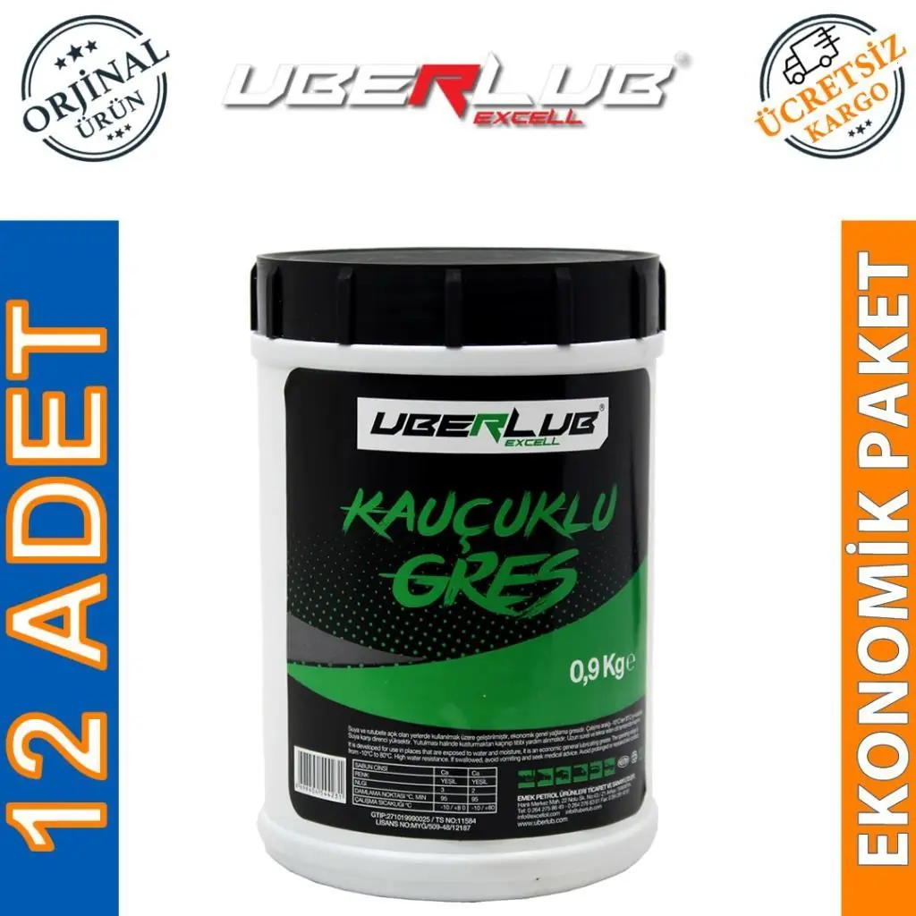 image_1080 Uberlub Excell Kauçuklu Gres 0.9 Kg Kalsiyum Sabunlu Gres (12 Adet) - Görsel 1
