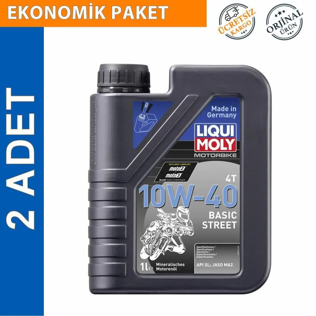 image_1080 Liqui Moly 10W-40 4T Basic Street 1 Lt Motosiklet Yağı (2 Adet) (3044) - Görsel 1