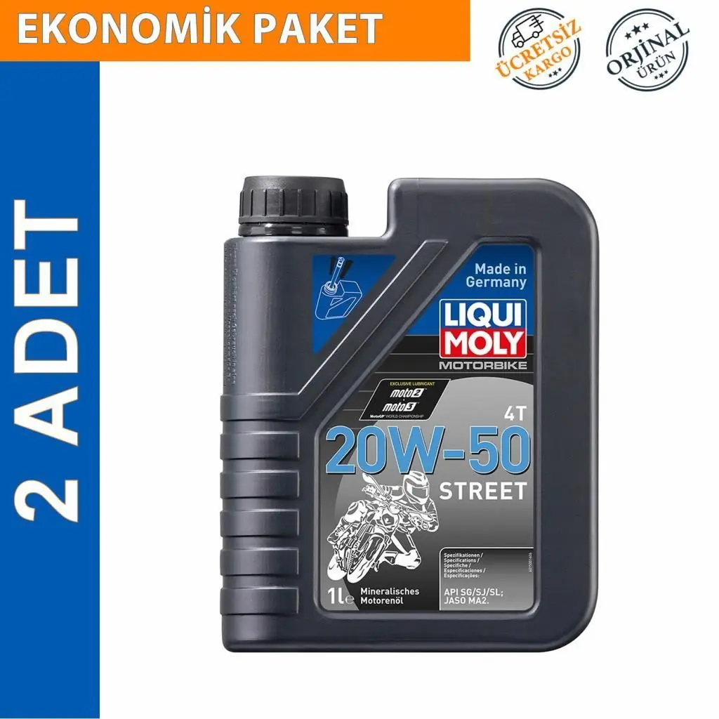 image_1080 Liqui Moly 20W-50 4T Basic Street 1 Lt Motosiklet Yağı (2 Adet) (1500) - Görsel 1