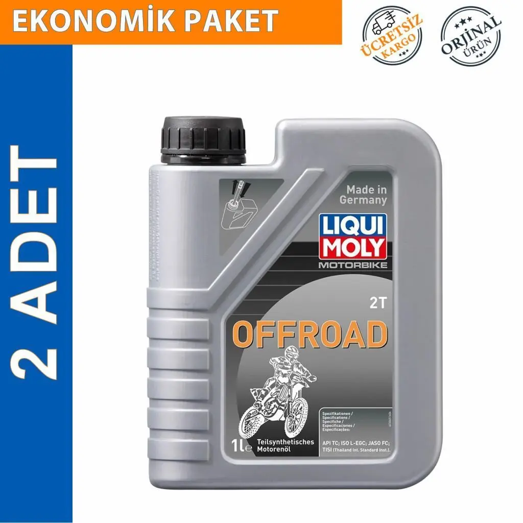 image_1080 Liqui Moly 2T OffRoad 1 Lt Yarı Sentetik Motosiklet Yağı (2 Adet) (3065) - Görsel 1