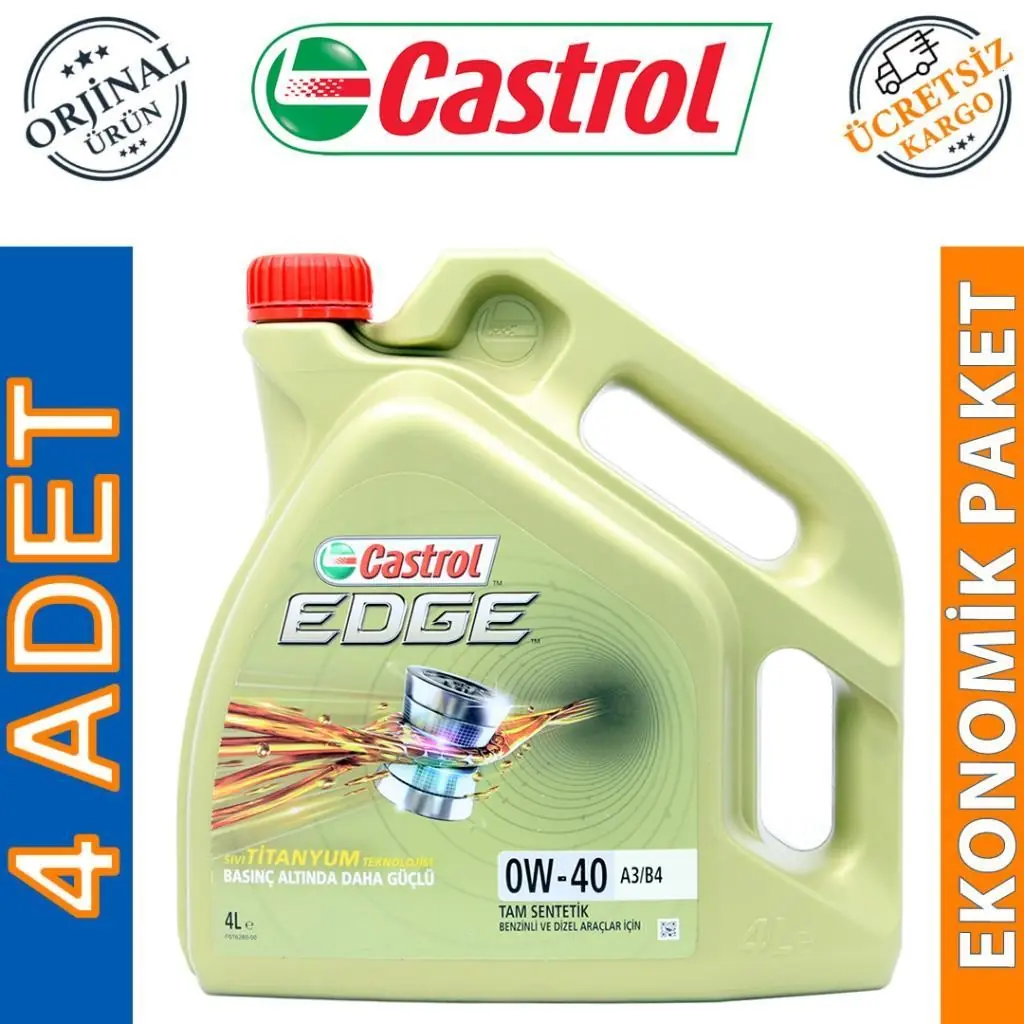 image_1080 Castrol Edge 0W40 4 Lt Tam Sentetik Motor Yağı (4 Adet) - Görsel 1