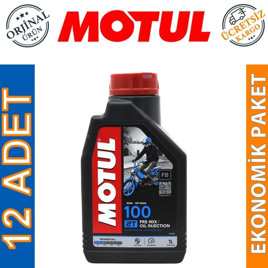 image_1080 Motul 100 2T 1 Lt 2 Zamanlı Motosiklet Yağı (12 Adet) - Görsel 1