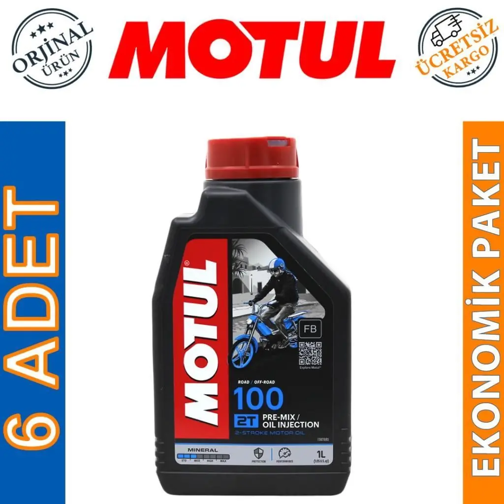 image_1080 Motul 100 2T 1 Lt 2 Zamanlı Motosiklet Yağı (6 Adet) - Görsel 1