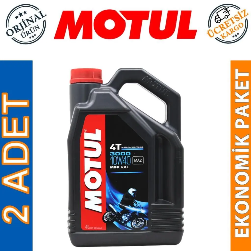 image_1080 Motul 3000 10W40 4T 4 Lt 4 Zamanlı Motosiklet Yağı (2 Adet) - Görsel 1