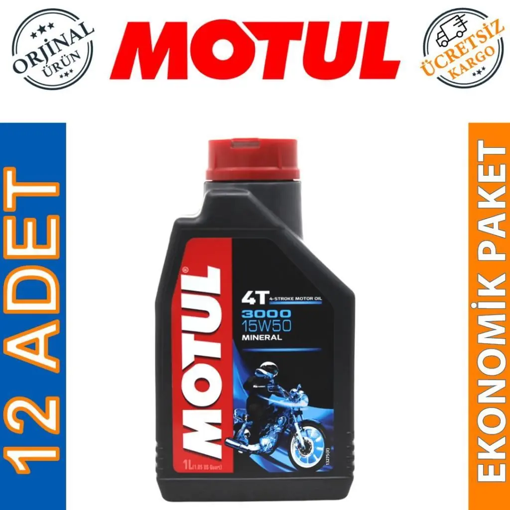 image_1080 Motul 3000 15W50 4T 1 Lt Motosiklet Yağı (12 Adet) - Görsel 1