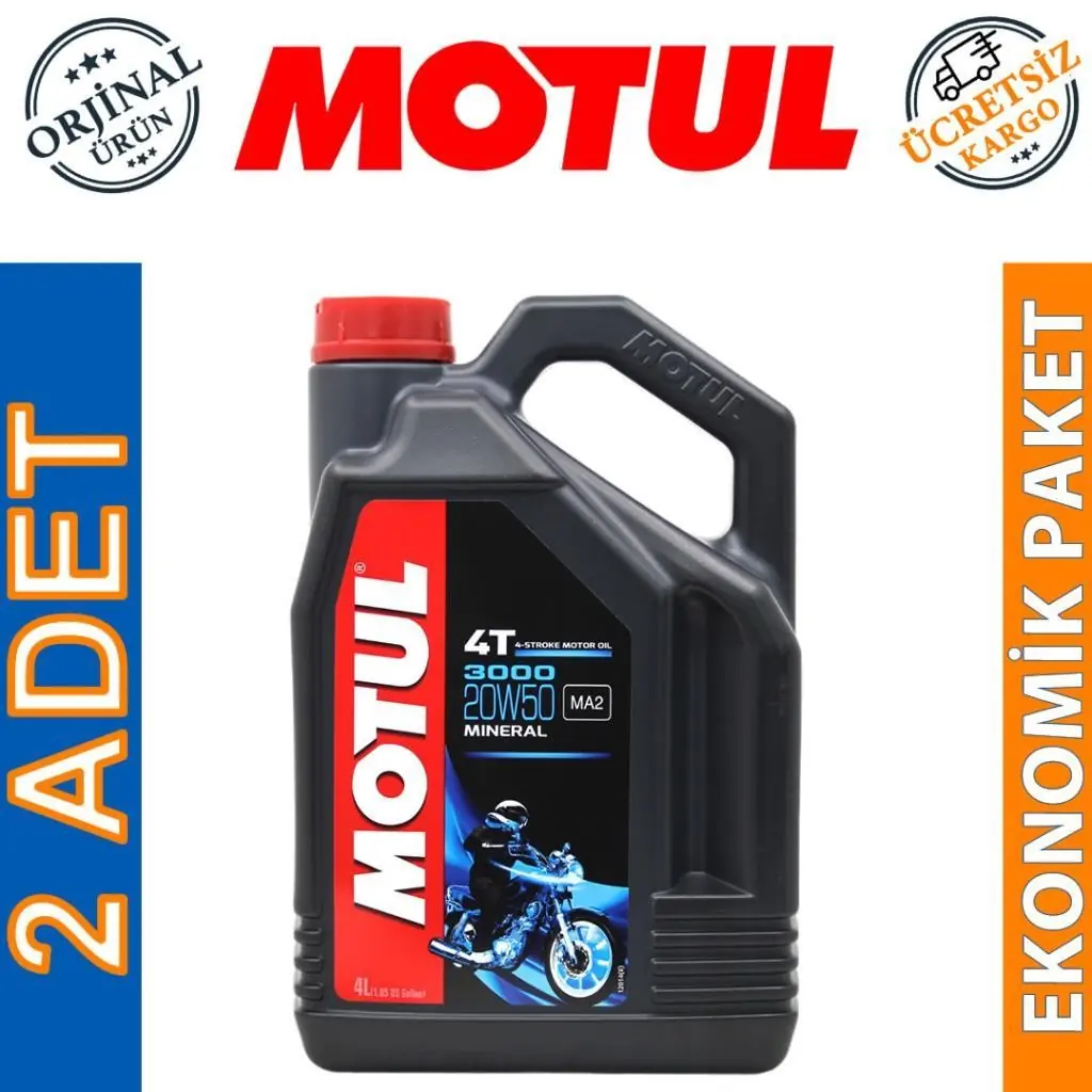 image_1080 Motul 3000 20W50 4T 4 Lt 4 Zamanlı Motosiklet Yağı (2 Adet) - Görsel 1