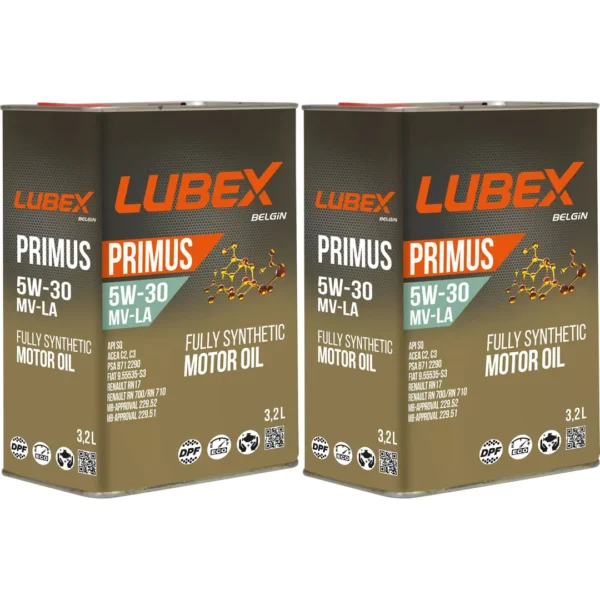 Lubex Primus MV-LA 5W30 3,2 Lt Tam Sentetik Motor Yağı (2 Adet)
